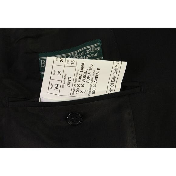Naldini Solid Black Super 150's Wool 3-Btn Blazer Jacket Hand Tailored 42R - Picture 11 of 13